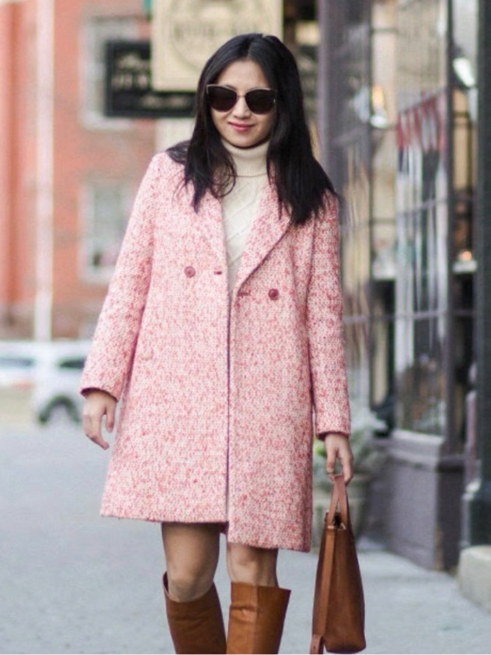 J. Crew Daphne in Italian Tweed Topcoat Faded Guava Nayla Size 0P - Picture 9 of 9
